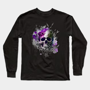 Skull with purple leaves Long Sleeve T-Shirt
